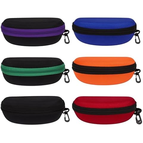 ZKFLLO 6 Pack Sunglasses Case Travel Zipper Eyeglasses Case Hard EVA Shell Sport Glasses Case with Hook (6 pack A) Cover