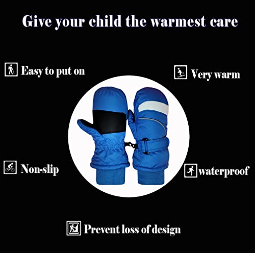 Kids Ski Mittens Waterproof Gloves Winter Warm Snow Gloves for Toddler Children (Blue(5-7Y)-A)4
