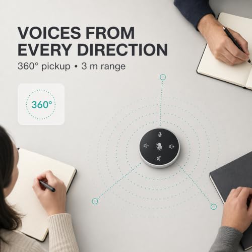 Image of Conference Speakerphone for PC and Laptop, USB Conference Speaker with Microphone, AI Noise Reduction, 360 Degree Voice Pickup, Plug and Play, Compatible with Zoom, Microsoft Teams and Skype