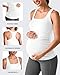 G4Free Maternity Yoga Tank Tops Workout Pregnancy Clothes Yoga Tanks Slim Fit Hip Length Comfy with Built in Bra Casual Camisole(White,XL)