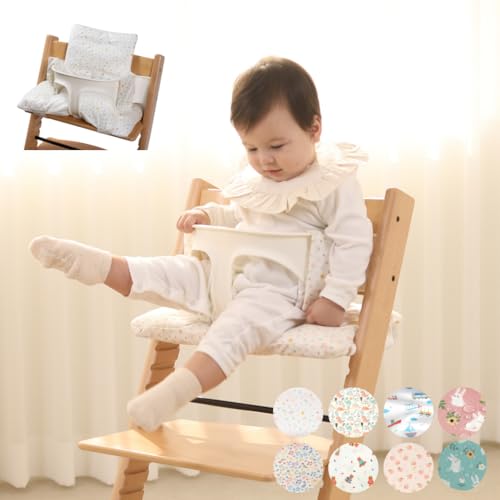Image of Waterproof & Compatible Stokke Tripp Trapp Cushion Set - Made Fabric from Korea 100% Cotton Stokke Tripp Trapp High Chair Cushion Set (Little Birdie / 49.5 Counts)