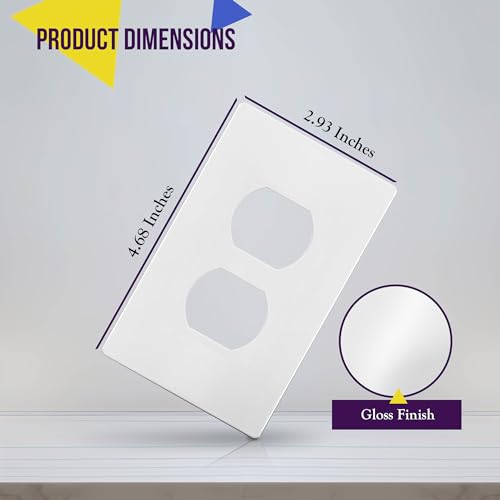 Image of ENERLITES Screwless Duplex Wall Plates, Child Safe Receptacle Outlet Covers, Size 1-Gang 4.68 inchx 2.93 inch, Unbreakable Polycarbonate Thermoplastic, UL Listed, SI8821-W-40PCS, Glossy, White, 40 Pack