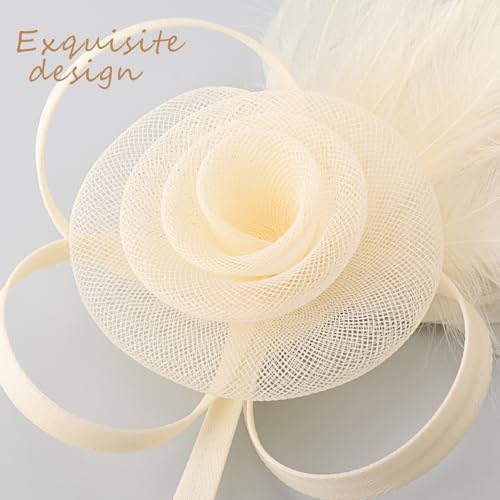 Image of DRESHOW Fascinators Hats for Women Tea Party Fascinator Hats Vintage 50s Headwear Cocktail Wedding Church Derby Hat