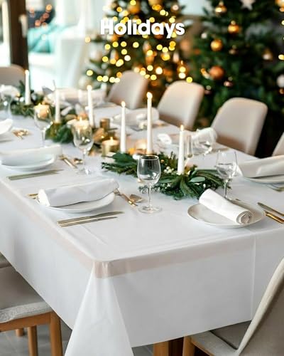Pureegg Plastic Table Cloth 10 Pack, 54 x 108 Inch Disposable Table Cloths for Party, Picnic and Wedding, Rectangle, White #5