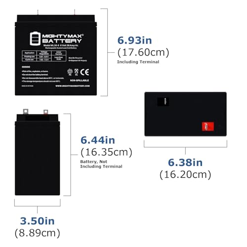 Mighty Max Battery 6V, 36Ah, AGM, NB Terminal, Replacement Battery Compatible with Medical wheelchairs - 10 Pack