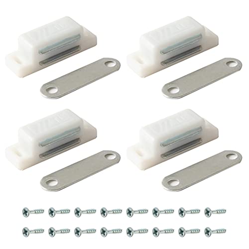 4xHeavy Duty Magnetic Door Catch Cupboard Cabinet Wardrobe Door Magnet Latch 6kg (White)