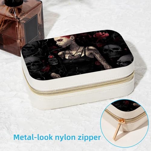Boîte à bijoux de voyage zippée avec compartiments bagues et boucles