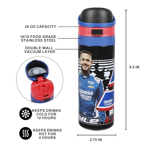 Image of Hendrick Motorsports Kyle Larson #5 Blue 24 Oz Stainless Steel Water Bottle : Sports & Outdoors