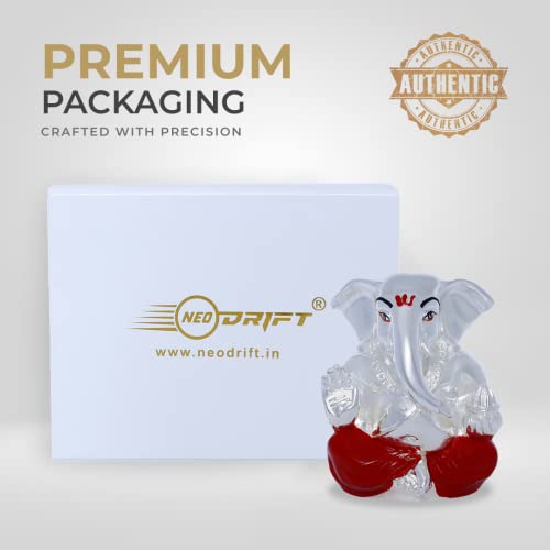 Image of Neodrift Ganesh Idol for Car Dashboard (Real 24kt & 999 Silver Plated, Dual-Tone Gold & Silver) (Model ND07) - Enhance Your Drive