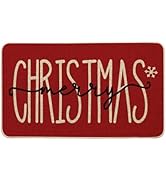 Artoid Mode Red Merry Christmas Snowflake Welcome Decorative Doormat, Seasonal Winter Low-Profile...