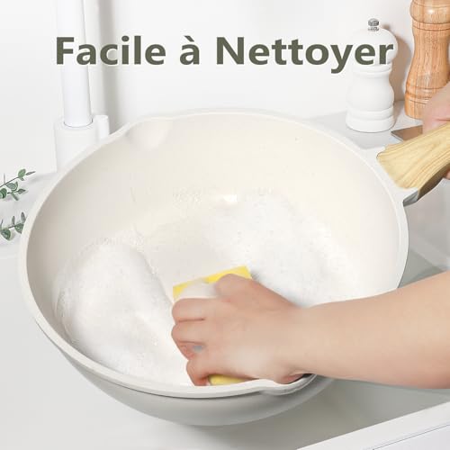 Lot de 14 casseroles et poêles en granit avec revêtement anti-adhésif, poêles de 20 + 24 + 28 cm, casseroles de 16 + 24 cm, set de casseroles à induction avec spatule et cuillère, pour tous types – Image 5