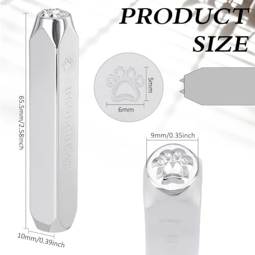 BENECREAT 6mm 1/4 'Pfoten Metall Design Stempel Stanzwerkzeug - Galvanisch Hartstahl Werkzeuge zum Stanzen von Metall, Schmuck, Leder, Holz