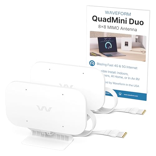 Waveform QuadMini Duo: 8x8 MIMO Low-Profile Antenna Kit | External Antenna for 4G/5G Routers & Gateways | for T-Mobile Home Internet, Verizon, AT&T Air | Antennas Only