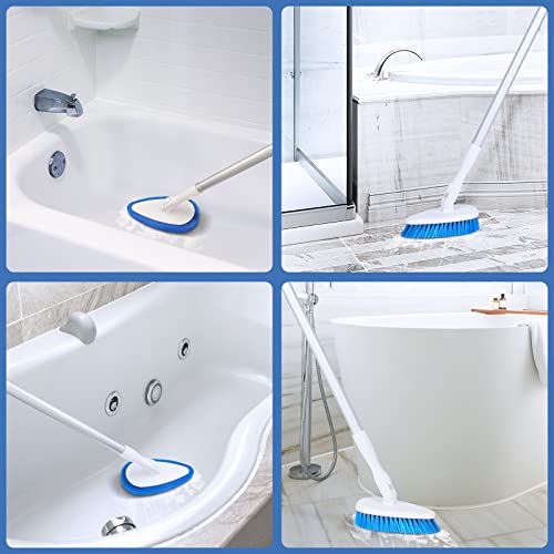 Image of Qaestfy Shower Bathtub Tub and Tile Scrubber Brush with 51'' Adjustable Long Handle Cleaning Brushes Lock in Place Scrub Brush Head for Bathroom Wall Floor Scrubbing Model QAE008