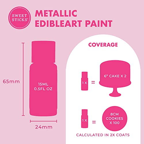 Image of Sweet Sticks Edible Art Decorative Cake Paint 0.5 Ounce (15 Milliliters), Metallic Pink Diamond