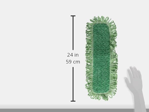 Image of Rubbermaid Commercial Products HYGEN 18 inch Microfiber Dust Pad with Fringe, Green, For Janitorial /Professional Cleaners and Heavy-Duty industrial Cleaning /Dusting /Sweeping
