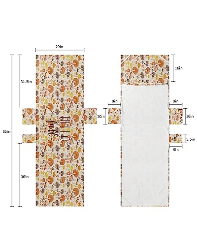 Mushroom Leaves, Beach Lounge Chair Towel Cover, Soft Chaise Lounge Towel with Side Pockets Patio Pool Chairs Cover for Beach/Pool Sunbathing 29x85 Hello Fall Leaves Minimalist Geometric Decor