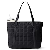 Narwey Tote Bags for Women, Ladies Handbags & Shoulder Bags, School Work Laptop Bags for Women, Quilted Puffer Teacher Hand Bag for College Shopping Travel Gym Beach (Black)