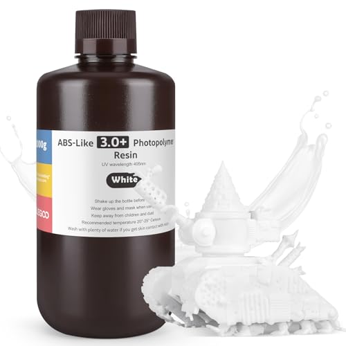 Image of ELEGOO ABS-Like Resin 3.0 Plus, 3D Printer Resin with Low Viscosity and High Precision, 405nm Rapid UV-Curing Photopolymer Resin, 3D Resin for LCD /DLP 3D Printing, White 1000G