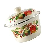 Cabilock Porcelain Enamel Mixing Bowl Handmade Floral Salad Bowl Vintage Enamel Bowls with Lid Decor