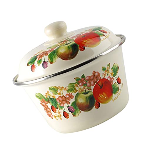 Cabilock Porcelain Enamel Mixing Bowl Handmade Floral Salad Bowl Vintage Enamel Bowls With Lid Decorative Serving Bowl (Random Pattern) #TOP2