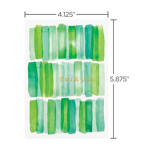 Image of Papyrus 12-Count Blank Thank You Cards with Envelopes (Green Stripes)