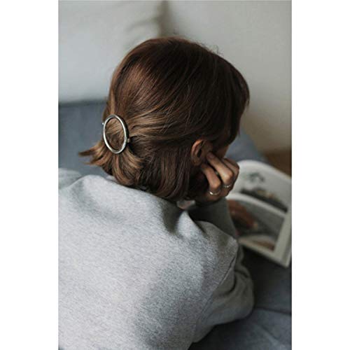 Oblique Unique® Metall Haarklammer 4,5 cm Rund 1 Stück für Damen Frauen Mädchen Haarspange in Gold oder Silber - Farbe wählbar (Silber)