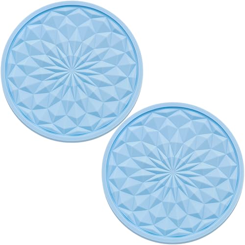 MEAJOO 2 Pack Silicone Car Cup Holder Coaster – 2.75 Inch Non-Slip Drink Mat, Universal Fit for Most Vehicles – Cute & Functional Auto Accessories (Light Blue)