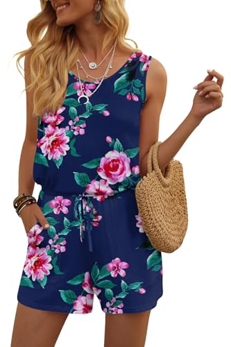 Image of DouBCQ Womens Summer Casual Sleeveless Loose Jumpsuits Romper with Pockets