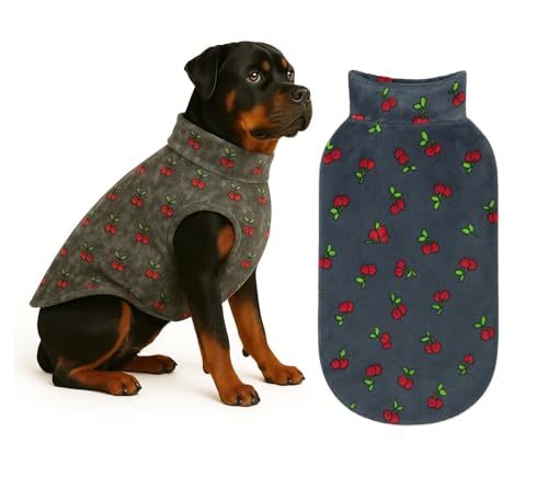 Image of The Pets Company Dog Winter Coat Jacket, Clothes, Windproof, Reversible, Light Weight, Washable, Ultra Warm Thick Fleece Lined Dog Vest for Cold Weather Protection, (Grey Cherry, X-Large - 28 Inch)