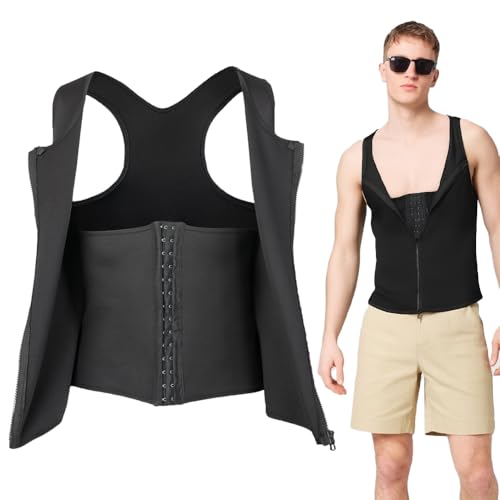 Men's Zipper Waist Trainer Trimmer Vest, Shapewear Slimming Body Shaper Compression Shirt Tank top with Zipper2
