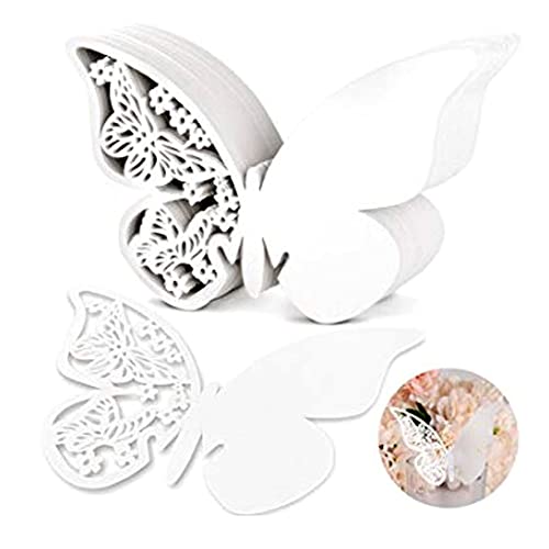Tischkarten für Weingläser,50 Stücke Hochzeit Tischkarten Platzkarten Namenskarten Hohl Schmetterling Tischdeko Karte Hochzeitsgast Karten für Weinglas Bankette Tischdekoration Geburtstag Party,Rosa