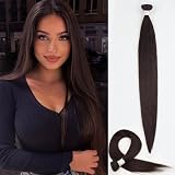 Straight Hair Bundles 1 Pack Protein Fiber Synthetic Hair Weave for Women Straight Bundles Silky Soft, No-Tangle, Natural Look Extensions (4#, 28 Inch)