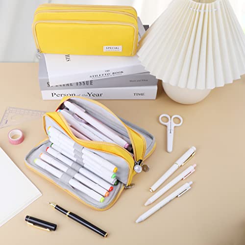 Image of iSuperb Large Pencil Case 3 Compartments Pencil Pouch Big Capacity Pencil Bag for Kids Teen Girls Boys Student School Supplies Oxford Organizer Pen Bag Cosmetic Makeup Pouch
