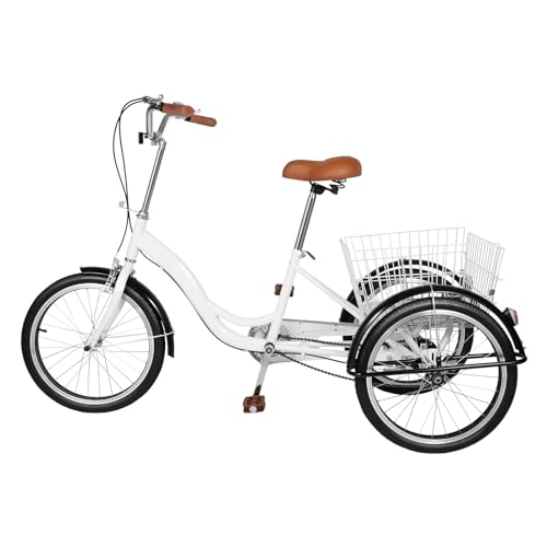QIERF Bicicletas Adultos 20 Pulgadas Triciclo Adulto Bicicleta Gravel 3 Ruedas, Capacidad de Carga de 110 kg, Actividades al Aire
