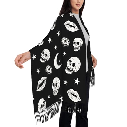 IBILIU Oversize Scarf for Women Delightful Doggies Bulldog Dog Scarf Tassel Scarves Fall Winter Shawl Wraps4