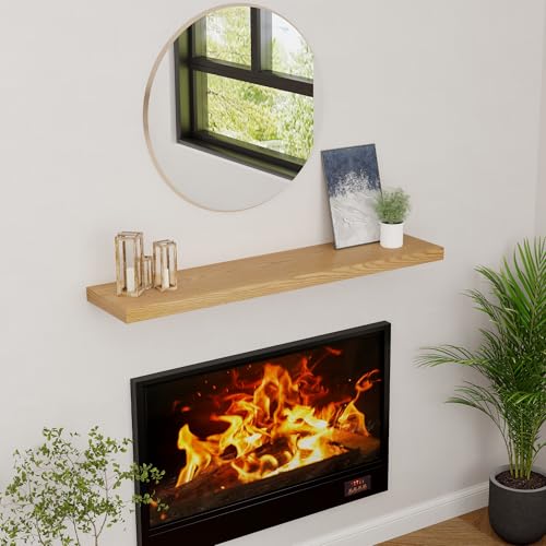 Fun Memories Floating Shelves 48 Inch Long, 9.3 Inch Deep Wall Shelf for Fireplace Mantel, Rustic Farmhouse Wooden Shelves for Wall Decor Bathroom, Kitchen, Office, Oak Color, Set of 1 - Image 6