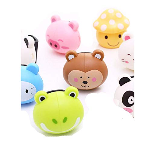 2 X Animal Toothbrush Holder for Kids; Suction Cup Cute Toothbrush Holders / Covers.Toddler Toothbrush Holder. 2 Pieces.
