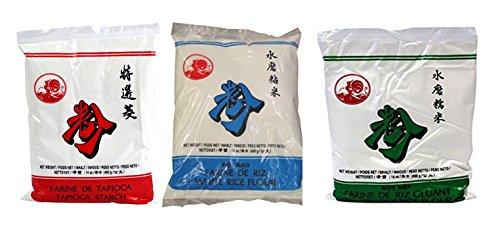 Lot de 3 farines différentes 400g/sachet : Farine de Tapioca/Farine de Riz Gluant/Farine de Riz Cover