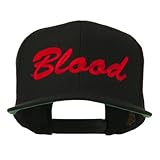 e4Hats.com Flat Bill Hip Hop Casual Blood Embroidered Cap - Black OSFM