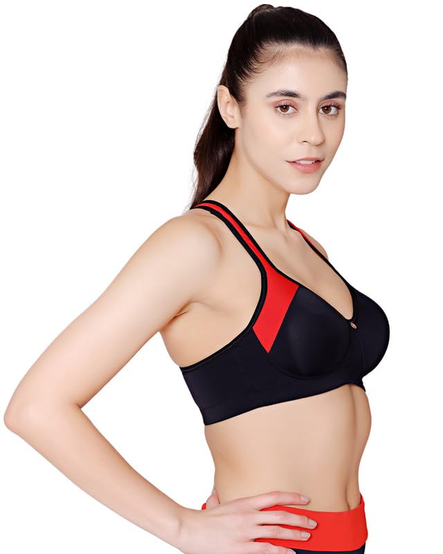 Image of BODYCARE Women's Polyamide Spandex Wirefree Broad Straps Seamless Padded Sports Bra-1624B