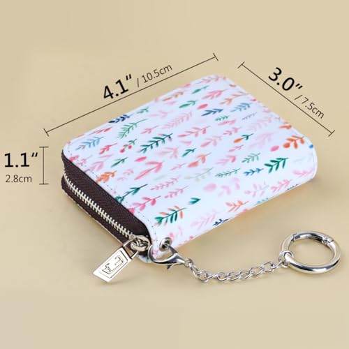 Image of FurArt Zipper Wallet Women, RFID Blocking Credit Card Wallet, Business Card Holder, Compact Size KeyChain Wallet, Tiny Branches, small