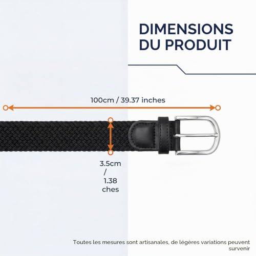 RJTCXJS Lot de 2 ceintures tressées pour homme et femme – vue 2