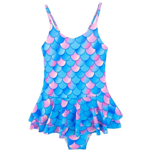 Image of Girl's One Piece Swimsuit Mermaid Swimwear Bathing Suit with Ruffle Skirt