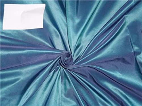 Tissu taffetas soie bleu x vert d'eau 137cm pour confectionner une robe de soirée unique