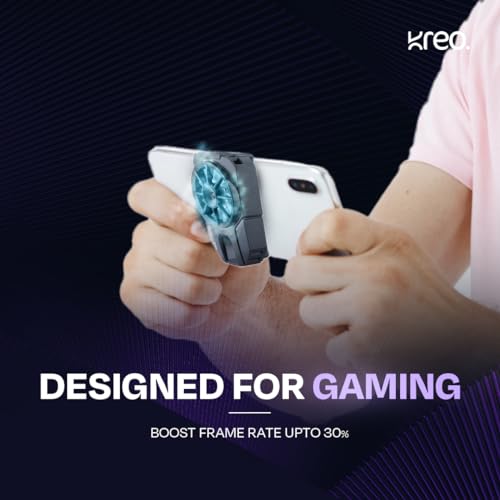Image of Kreo Frost Mobile Phone Cooler, Lightweight Mobile Cooler for Gaming with Rapid Cooling and Silent Fan | Cooling Fan for Mobile with Clamp Style Secure Attachment | Compatible with iPhone and Android