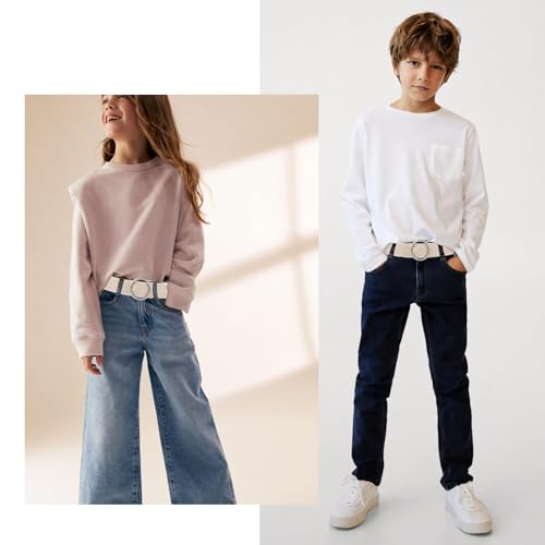 Girl Braided Woven Stretch Belt - Golf Softball Elastic Belt Canvas Casual Belt for Kids Aged 4-18 Years4