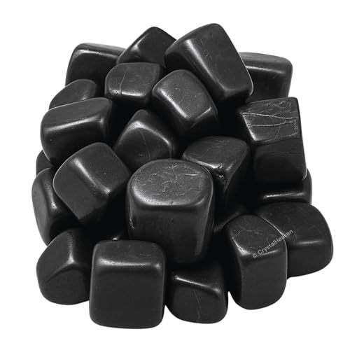 Image of Crystal Heaven Certified Shungite Healing Tumbled Stone,Natural Polished Crystals For Diy Crafts,Manifestation,Meditation,Pooja Feng Shui And Reiki Healing(30 Grams)