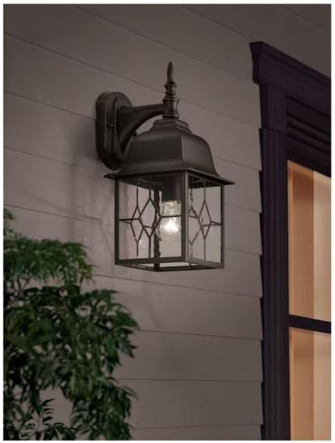 P.S. Litshire 1 -Light 15.62-in H Oil-Rubbed Bronze Hardwired Outdoor Wall Light