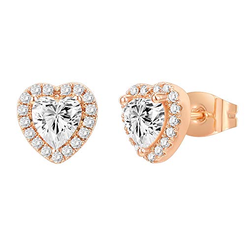 Image of PAVOI 14K Gold Plated 925 Sterling Silver Post Brilliant Round Faux Diamond Halo Earrings - Premium Cubic Zirconia